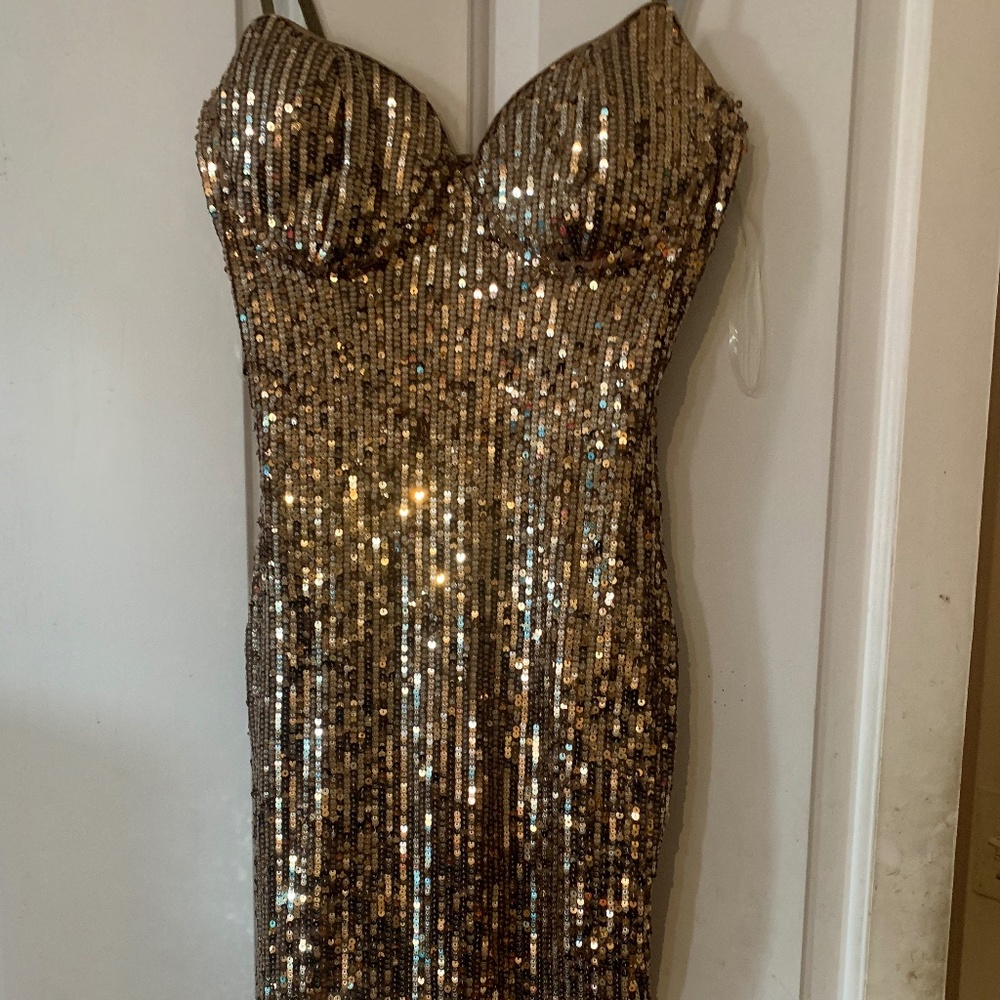 Fashion Nova Gold Sequin Dress